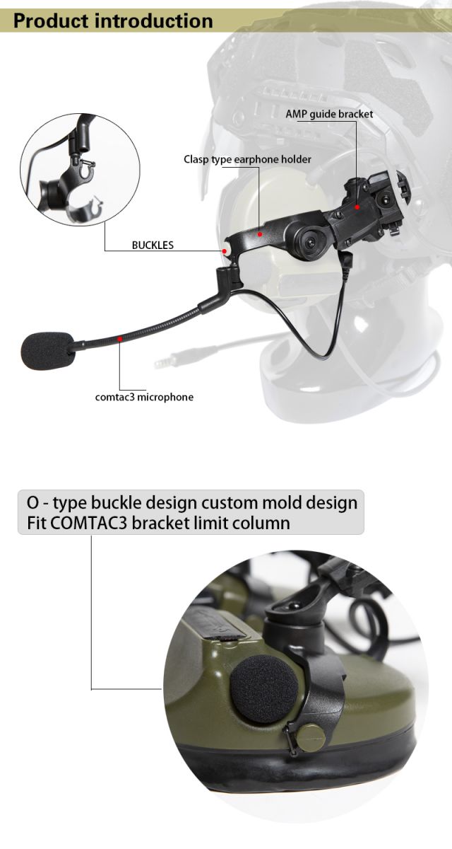 FMA Tactical Headset COMTAC II III Helmet ARC Rail black