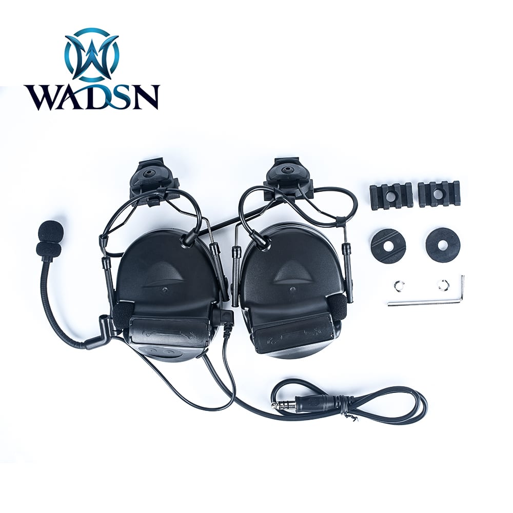Wadsn Comtac II (Basic) headset with helmet adapter - Black