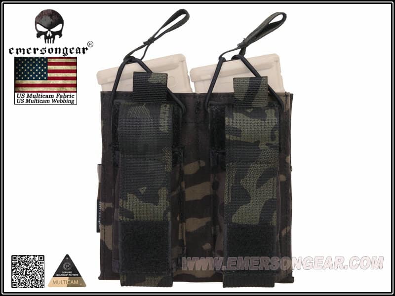 EMERSON 5.56&Pistol Double Open Top Magazine Pouch Multicam Black