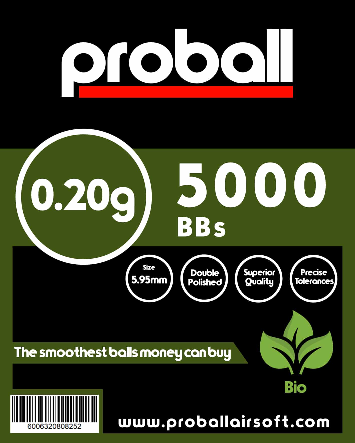 Proball 0.20g biodegradable 1kg ( 5000 rounds) airsoft 6mm bbs