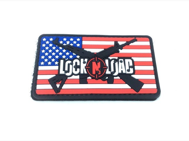 Lock 'N' Load USA flag, crossed arms patch