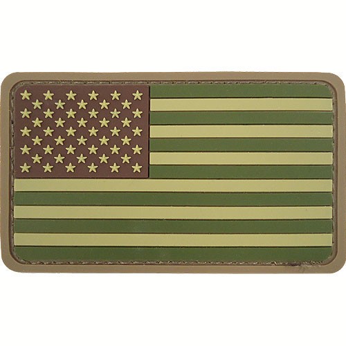 USA rounded rubber flag patch (Green)