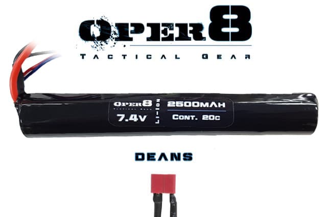 Oper8 7.4V Li-ion 2500MAH Stick Battery - Deans