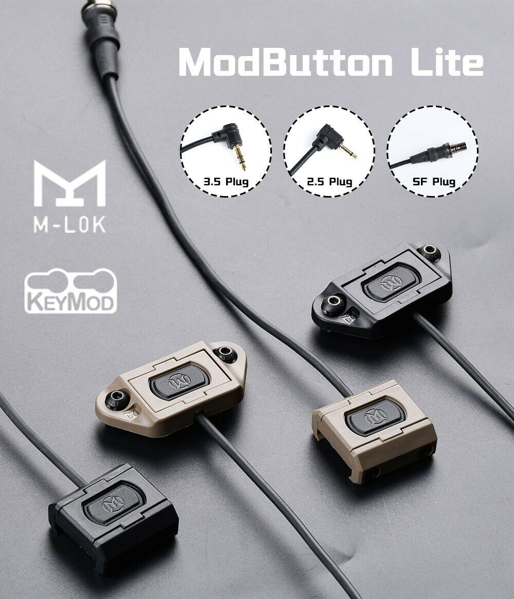 Wadsn Mod Button for Keymod / 20mm / M-Lok Pressure switch (3.5mm Plug) Dark Earth